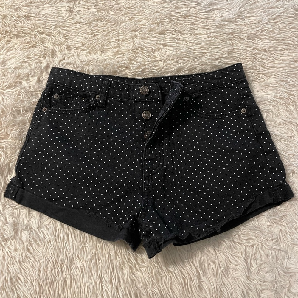 Forever21 Size 28 Women’s high waisted black with white polka dot shorts